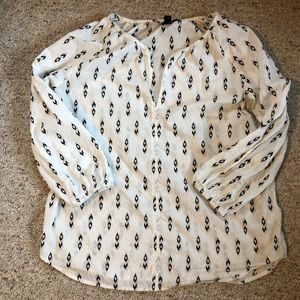 Gap Black and White Boho Popover Blouse